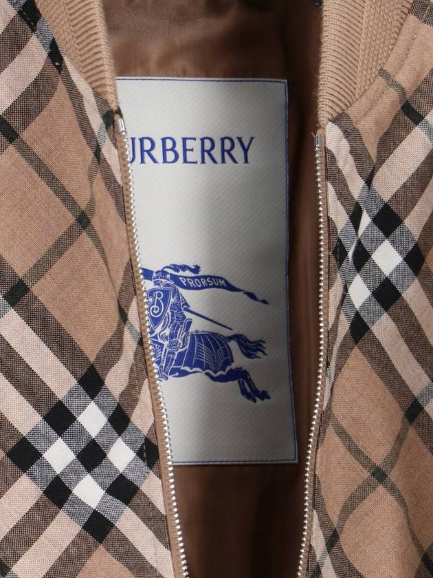 Burberry Harrington Check Wool Blend Zip-Up Jacket Brown