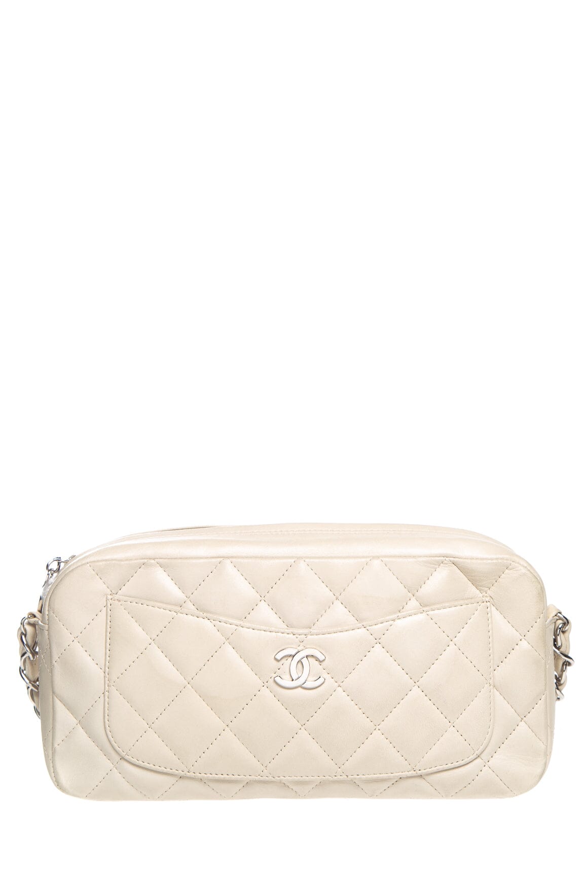 Chanel Cream Quilted Leather Interlocking CC Camera Shoulder Bag