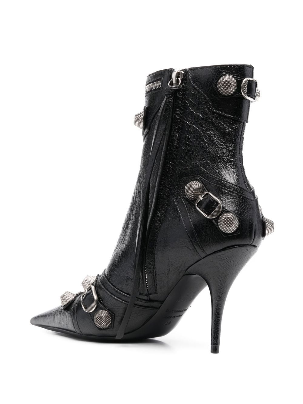 BALENCIAGA Mini Crinkled Leather Ankle Boots with Stiletto Heel