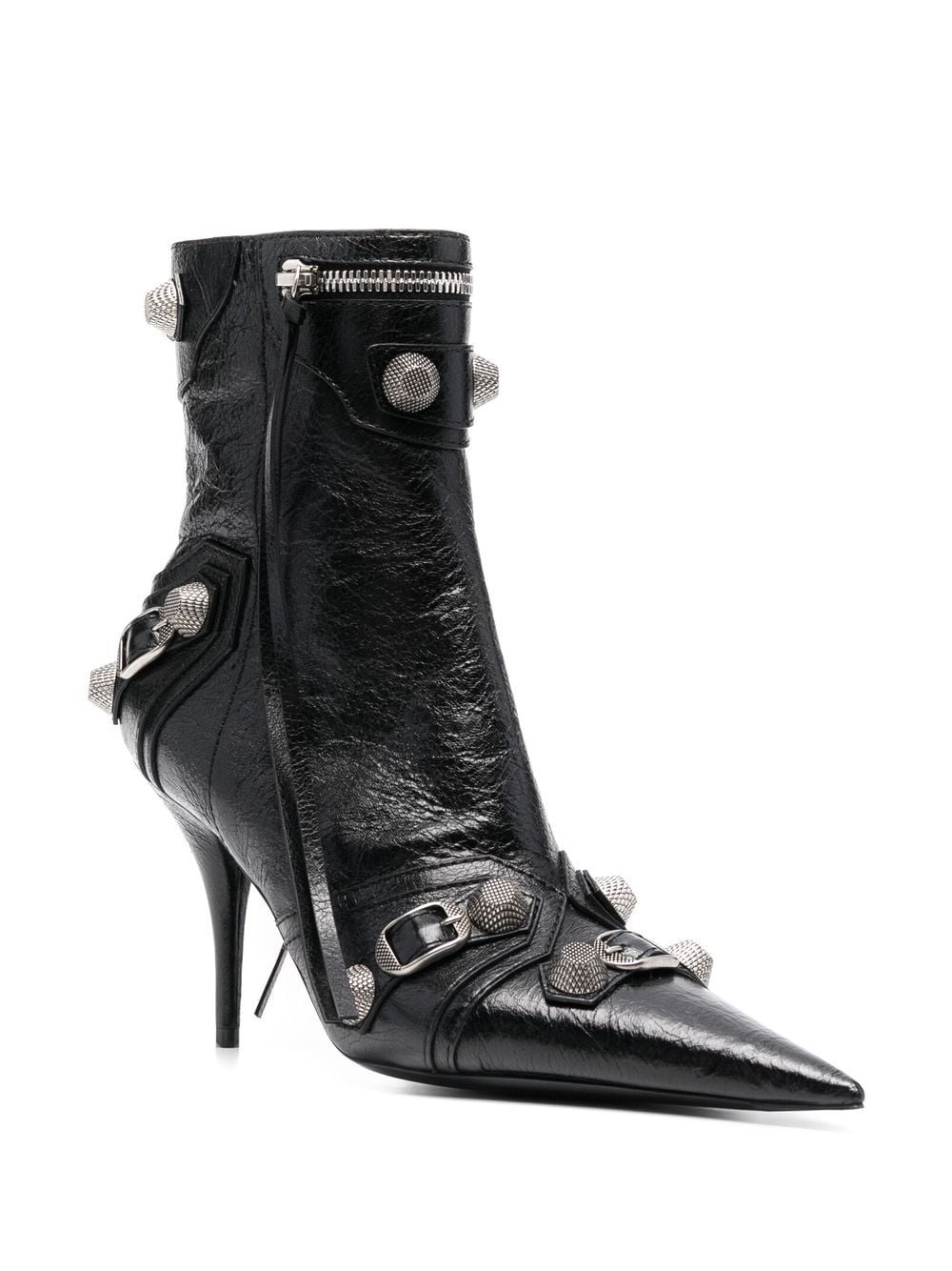 BALENCIAGA Mini Crinkled Leather Ankle Boots with Stiletto Heel