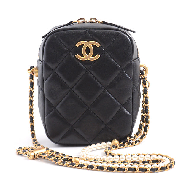 Chanel Lambskin Pearl Chain Shoulder Bag AS2857