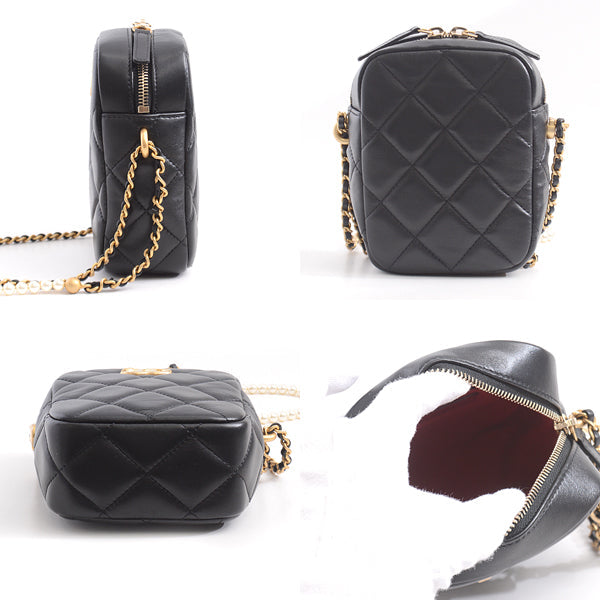 Chanel Lambskin Pearl Chain Shoulder Bag AS2857