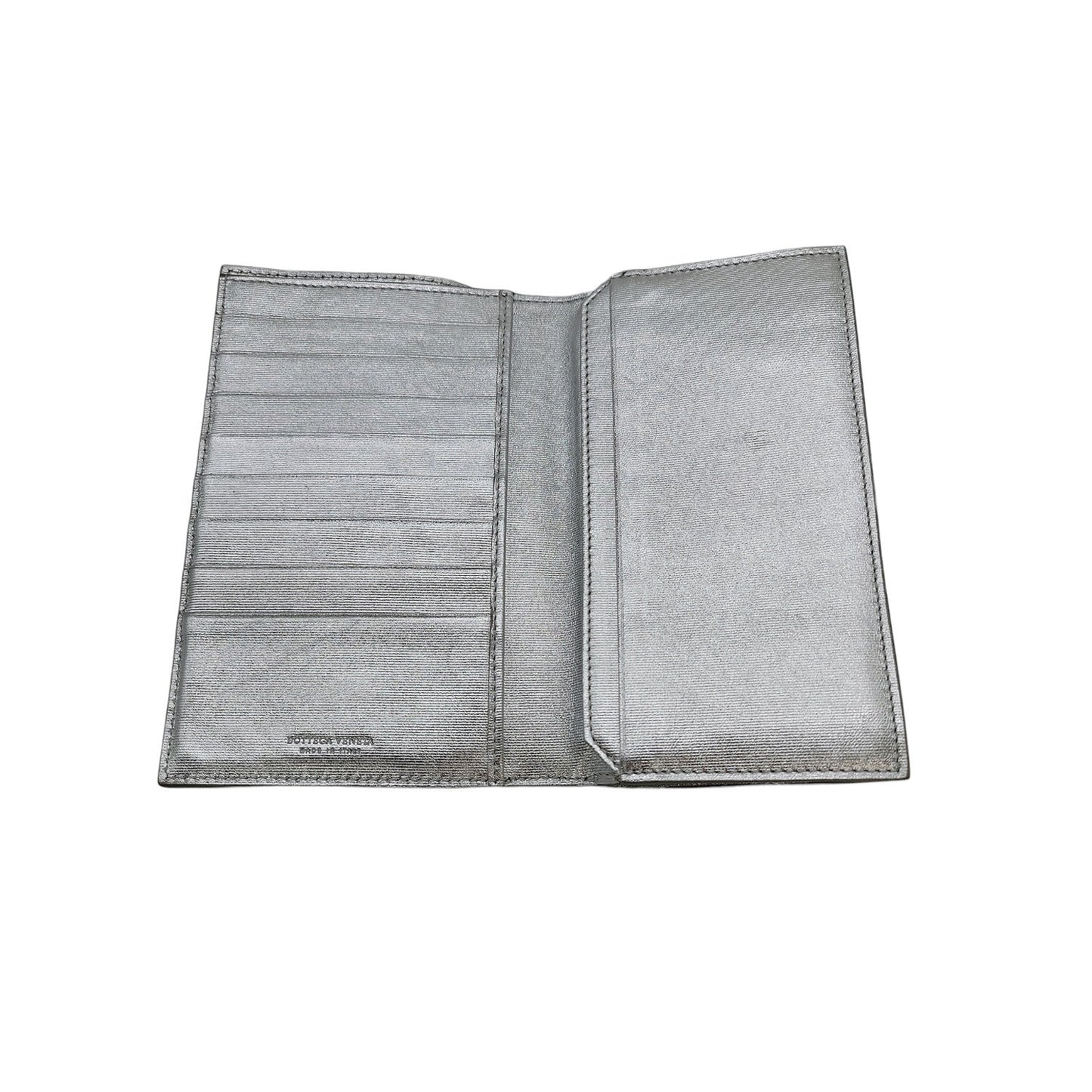 Bottega Veneta Intrecciato Continental Wallet Metallic Silver