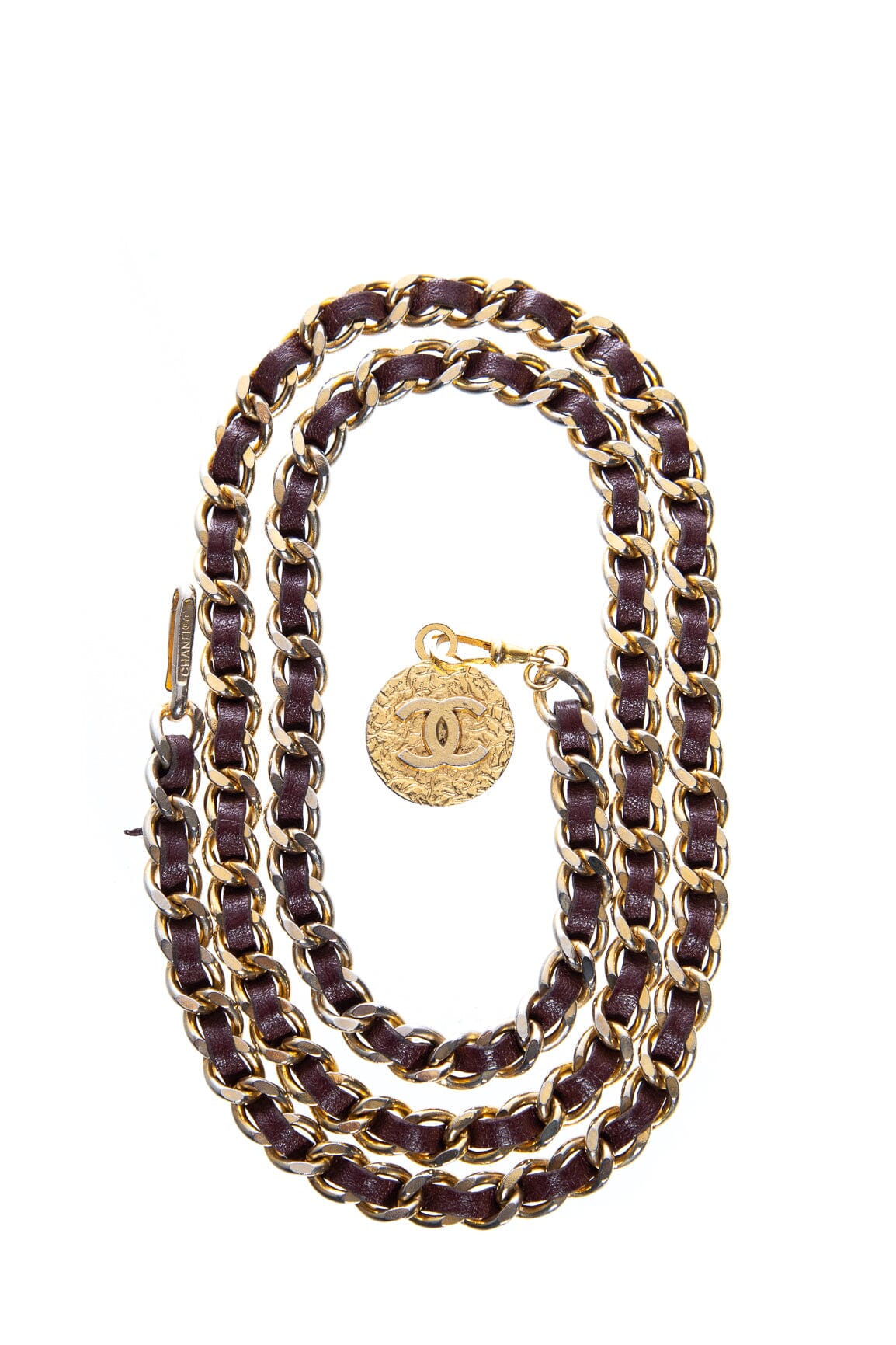 Chanel Vintage 1982 Gold Chain Brown Braided Belt