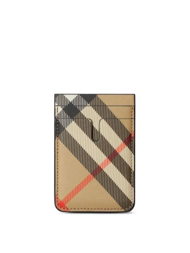 Burberry Check Magnetic Card Wallet Sand