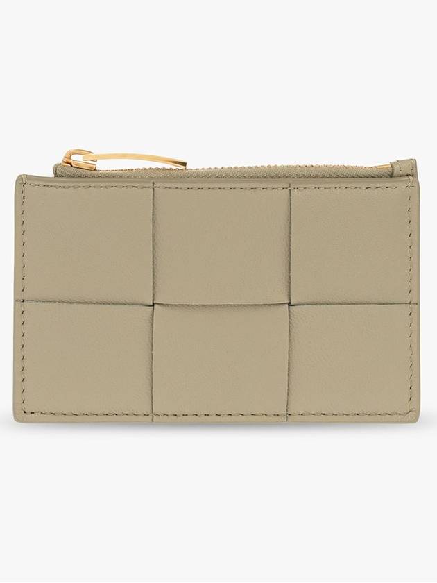 Bottega Veneta Intrecciato Zipper Card Wallet Travertine