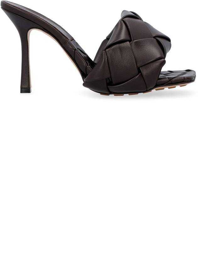 Bottega Veneta Lido Intrecciato Sandals Heel Dark Brown
