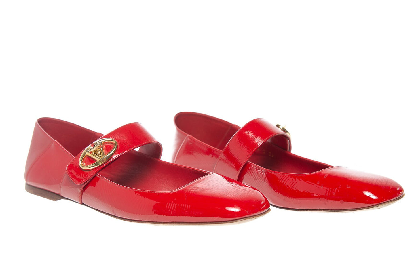 Valentino Red Patent Leather "V'" Logo Flats SZ 39