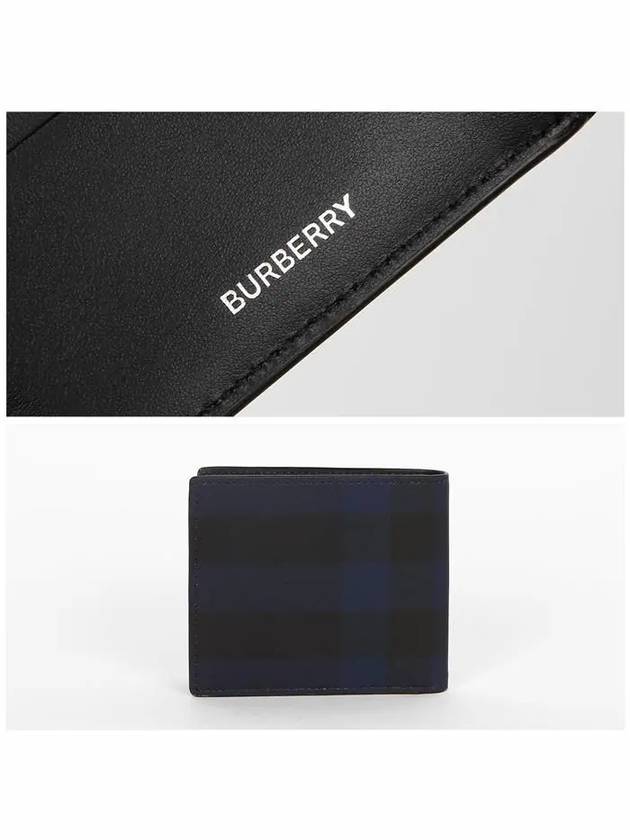 Burberry Check Half Leather Half Wallet Navy