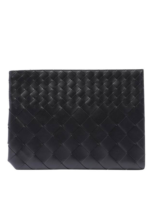 Bottega Veneta Intrecciato Clutch Bag Black