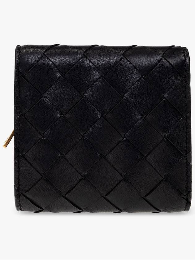 Bottega Veneta Intrecciato Tri-Fold Card Wallet Black