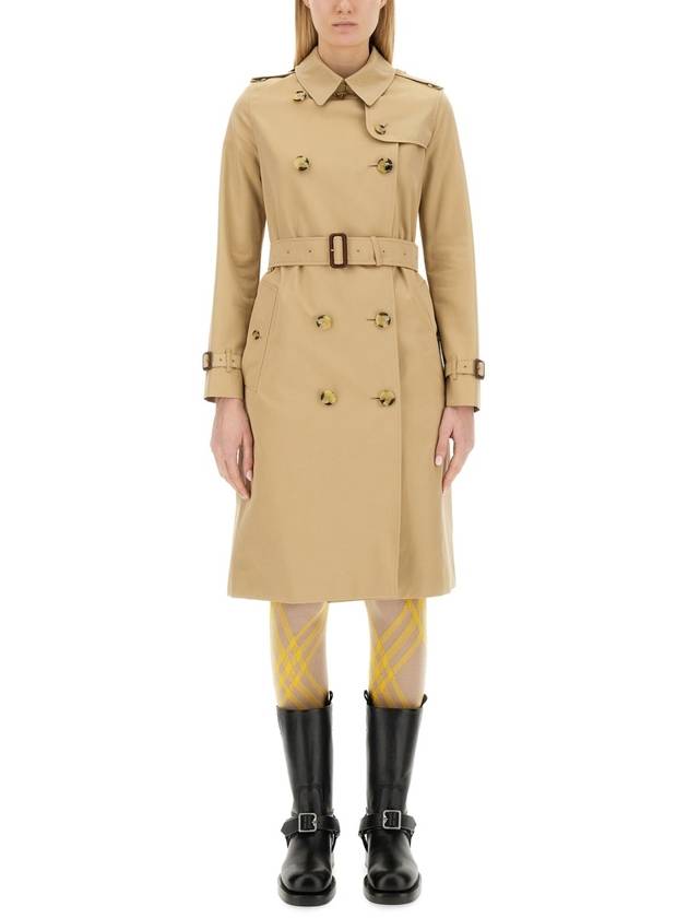Burberry Kensington Heritage Cotton Trench Double Coat Beige