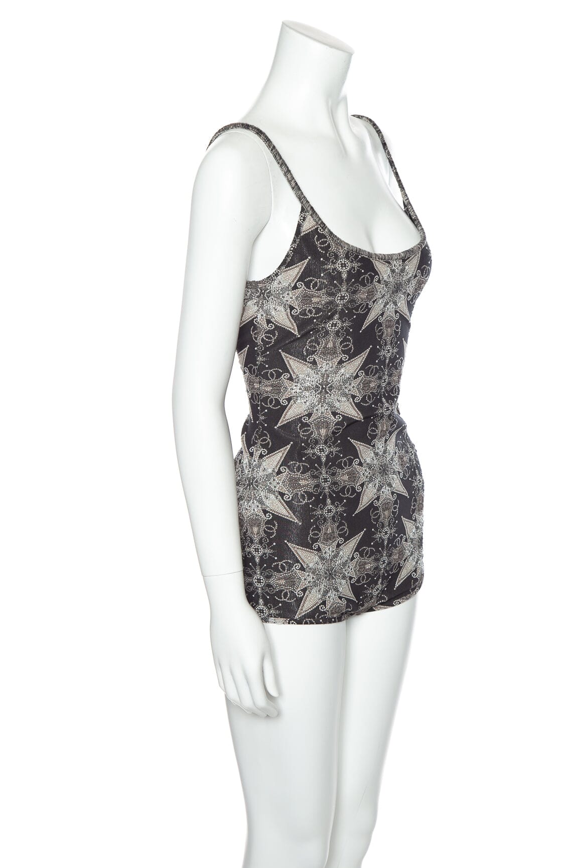 Chanel 2006 Spring Paris Black and Silver Embellished 2pc Set SZ 42/44