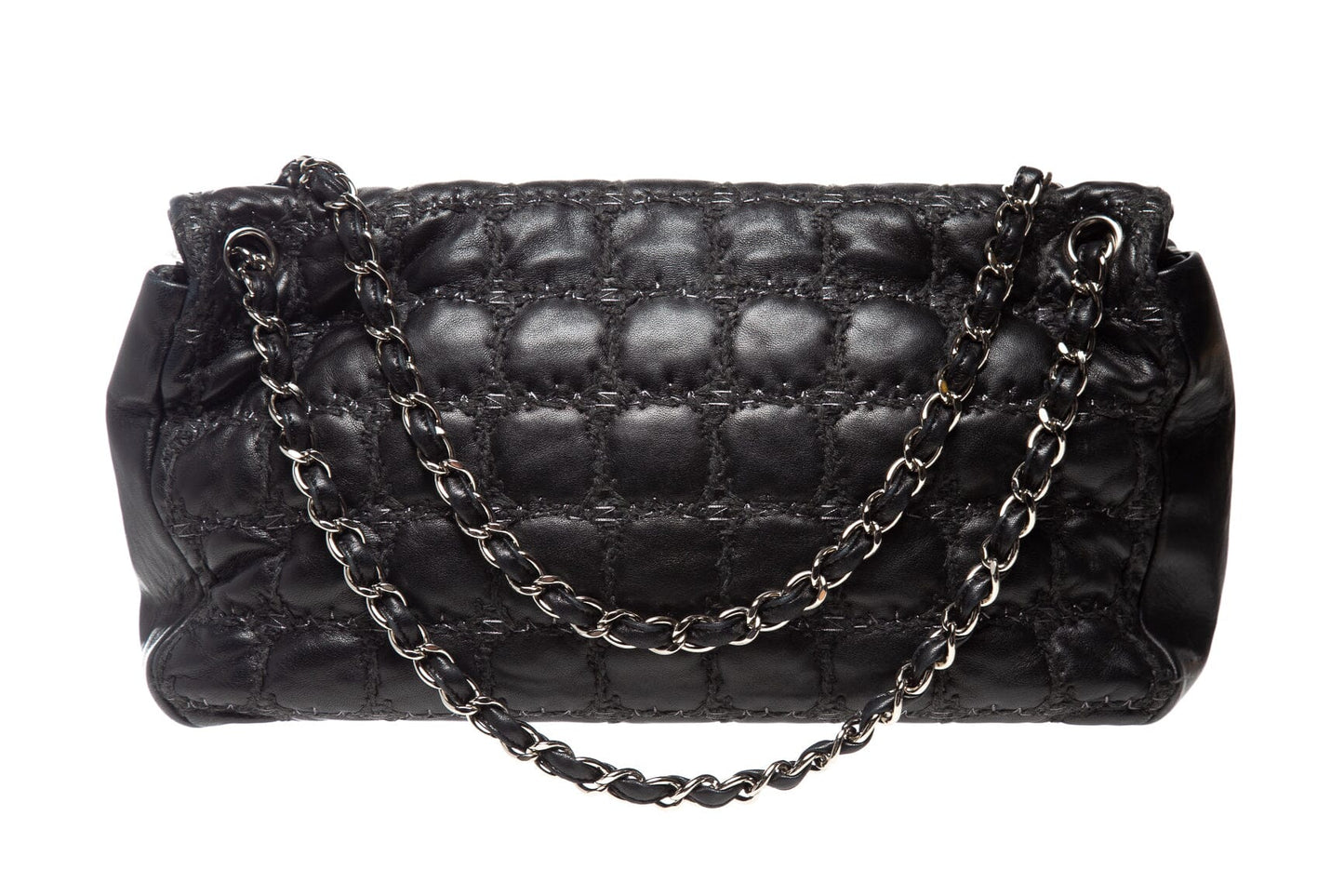 Chanel Black Leather and Tweed Flap Handbag