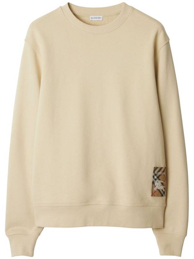 Burberry Check Label Cotton Sweatshirt Nutmeg