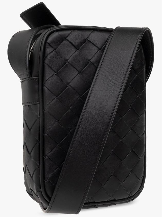 Bottega Veneta Intrecciato Zipper Leather Mini Cross Bag Black