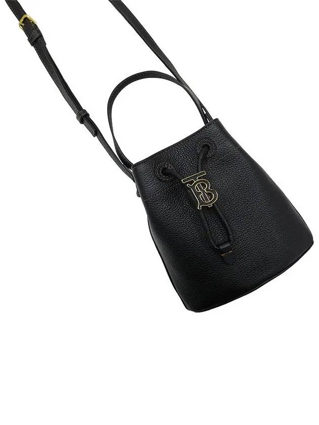 Burberry Mini Grainy Leather TB Bucket Bag Black