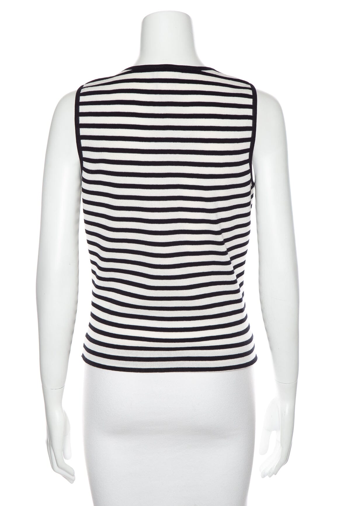 Chanel Black/White Striped Sleeveless Top SZ 40