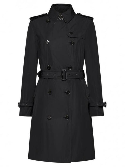 Burberry Mid-Length Lightweight Kensington Trench Coat Black