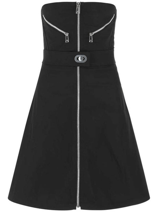 Bottega Veneta Bustier Nylon Zipper Short Dress Black