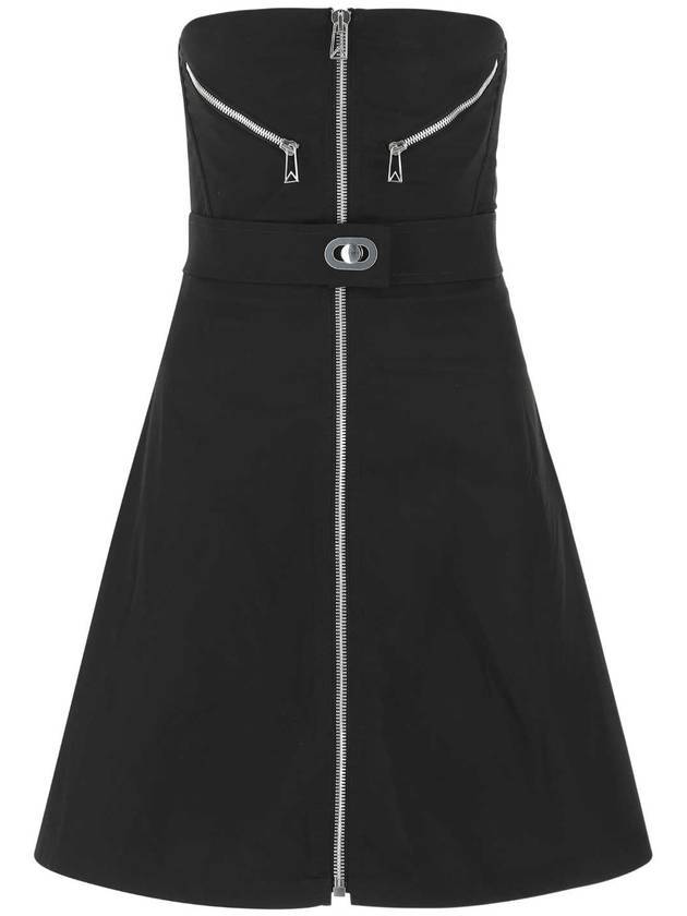 Bottega Veneta Bustier Nylon Zipper Short Dress Black