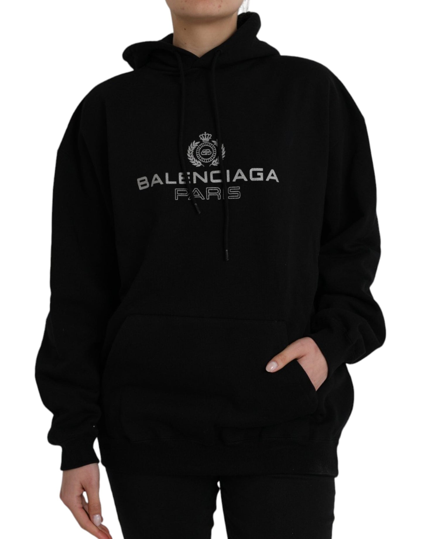Balenciaga Cotton Logo Hooded Pullover Sweatshirt Women's Sweater