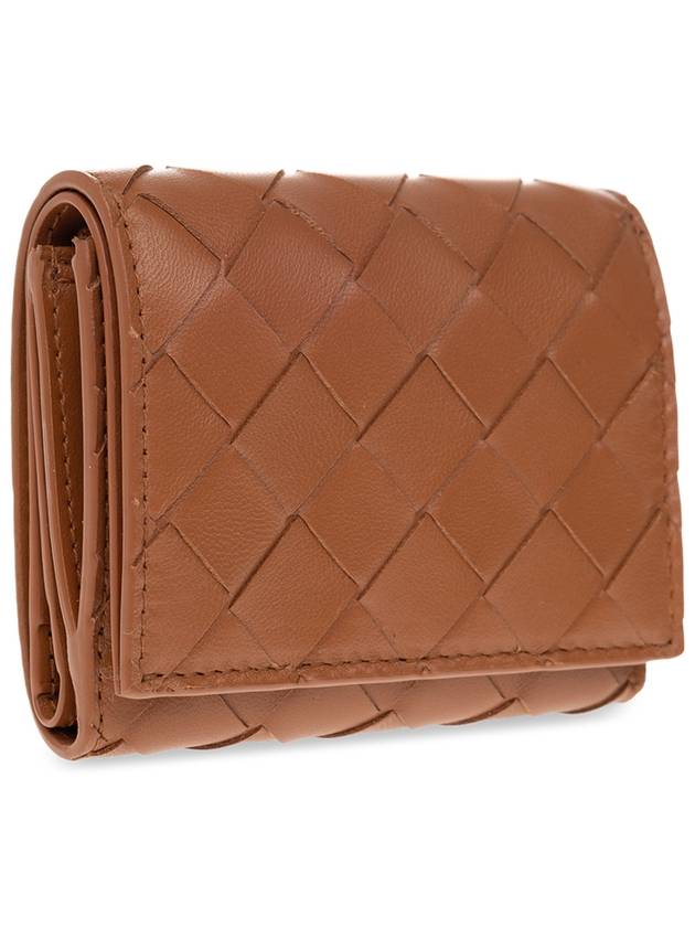 Bottega Veneta Intrecciato Zip Leather Half Wallet Wood