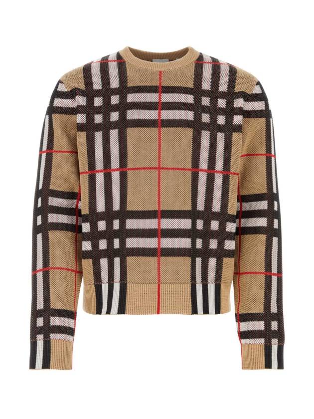 Burberry Check Technical Cotton Knit Top Beige