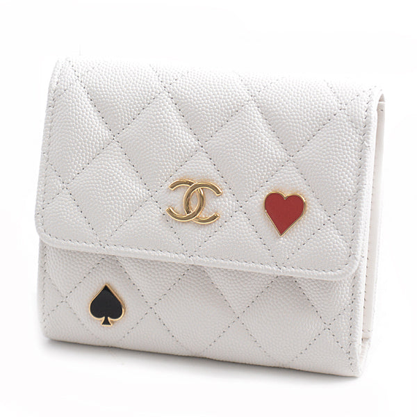 Chanel Caviar Skin Compact Trifold Wallet