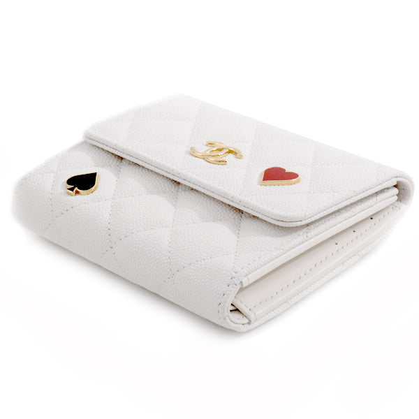 Chanel Caviar Skin Compact Trifold Wallet