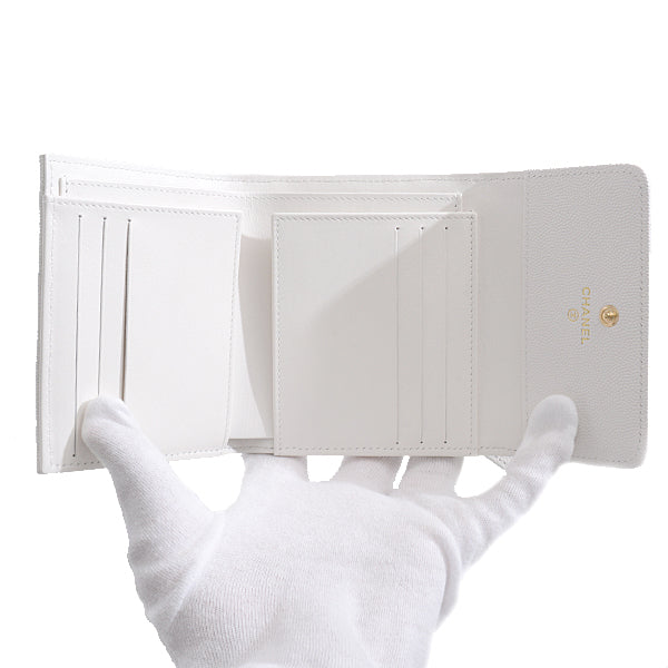 Chanel Caviar Skin Compact Trifold Wallet