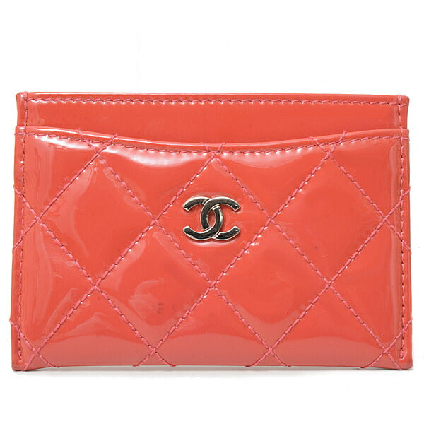 Chanel Matelasse Card Case Patent Leather Pink
