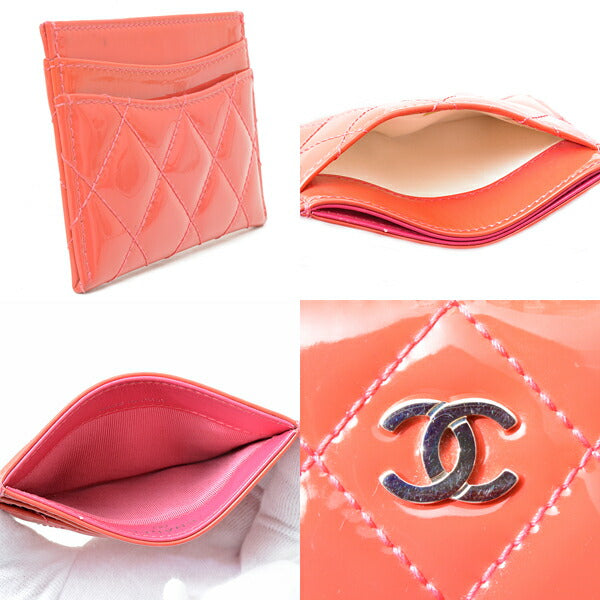 Chanel Matelasse Card Case Patent Leather Pink