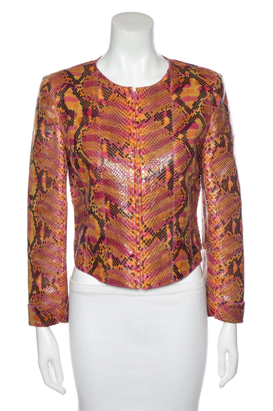 Chanel Vintage 2000 Multicolor Python Zip Up Jacket SZ 40