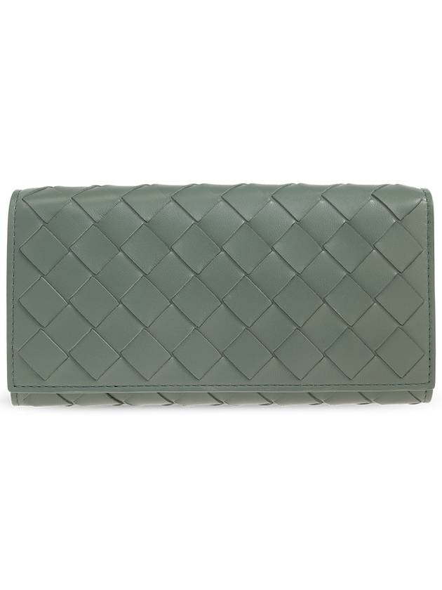 Bottega Veneta Intrecciato Flap Long Wallet Aloe