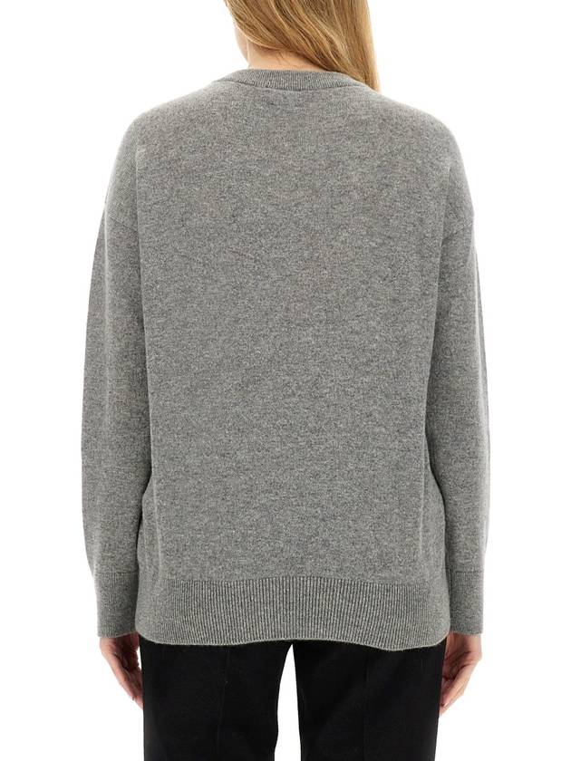 Burberry Logo Crew Neck Cashmere Knit Top Light Grey Melange