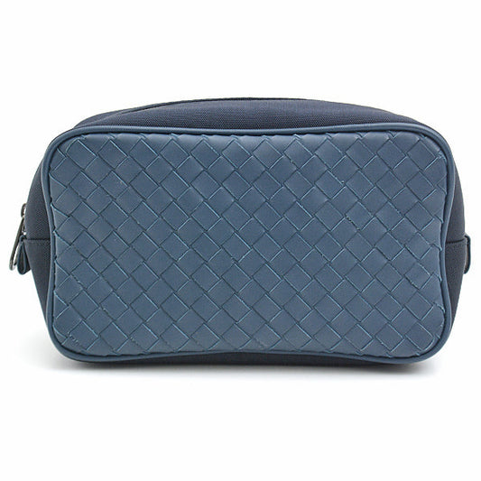 Bottega Veneta Intrecciato Lambskin Nylon Pouch Navy