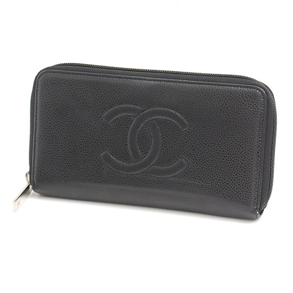 Chanel Caviar Skin Long Wallet Black