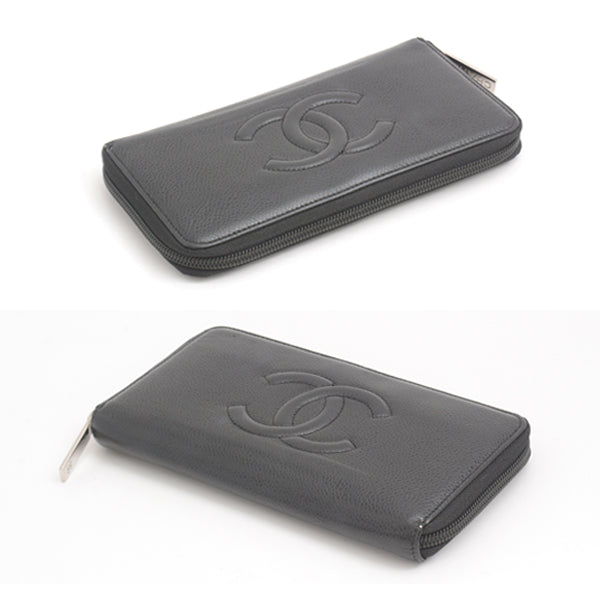 Chanel Caviar Skin Long Wallet Black