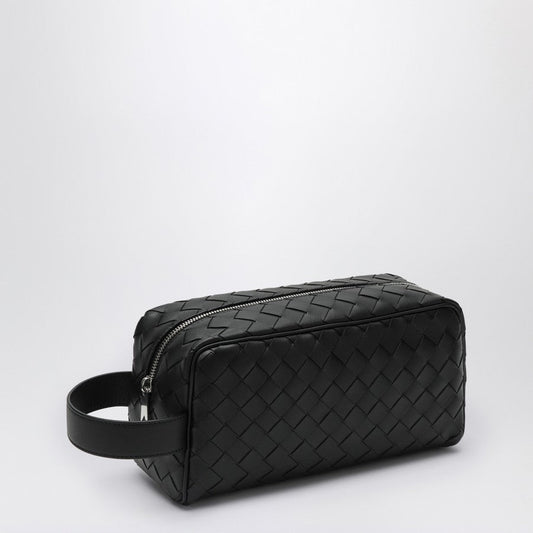 Bottega Veneta Men Black Travel Pouch In Intrecciato