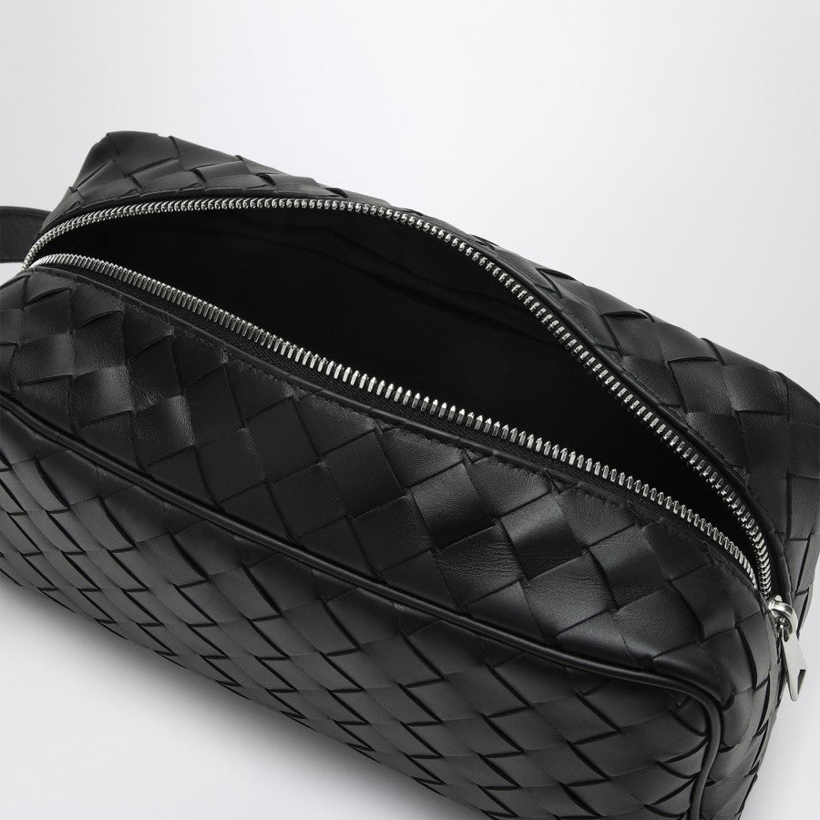 Bottega Veneta Men Black Travel Pouch In Intrecciato