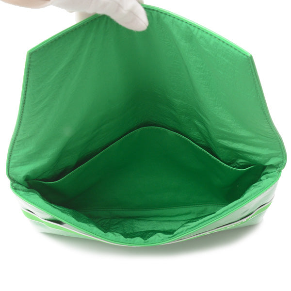 Bottega Veneta Enamel Clutch Bag Green