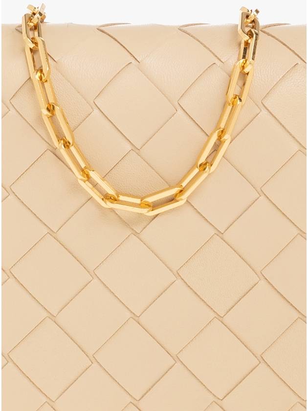 Bottega Veneta Intrecciato Chain Leather Mini Cross Bag Beige