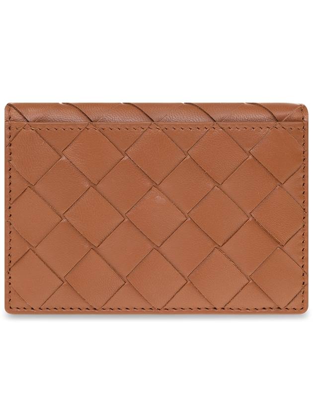 Bottega Veneta Intrecciato Flap Business Card Wallet Brown