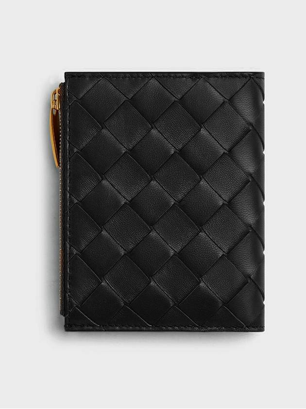 Bottega Veneta Intrecciato Small Leather Half Wallet Black