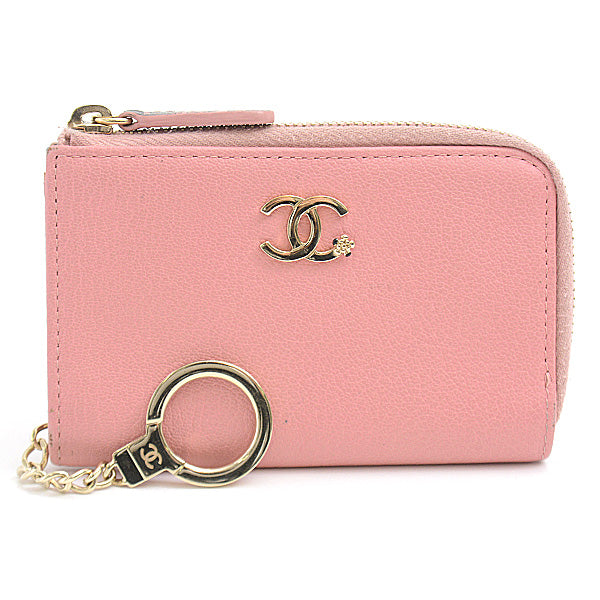 Chanel Lambskin Coin Case with Key Ring Pink in Great Condition