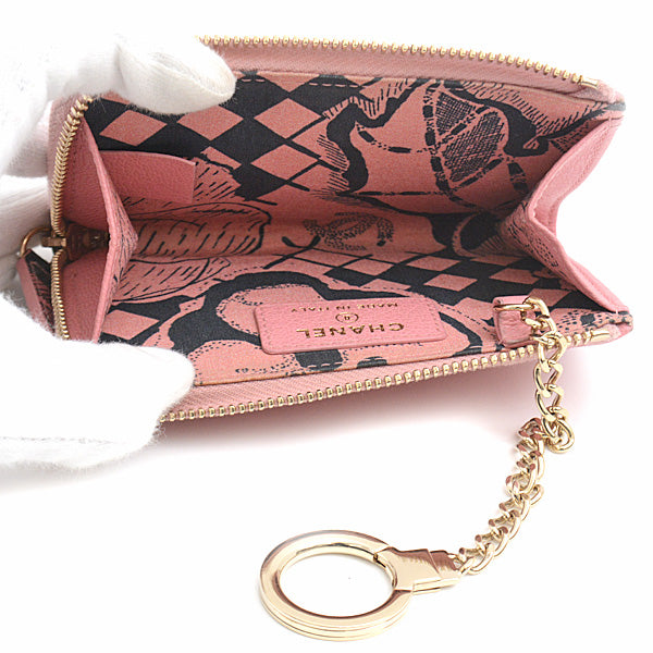 Chanel Lambskin Coin Case with Key Ring Pink in Great Condition