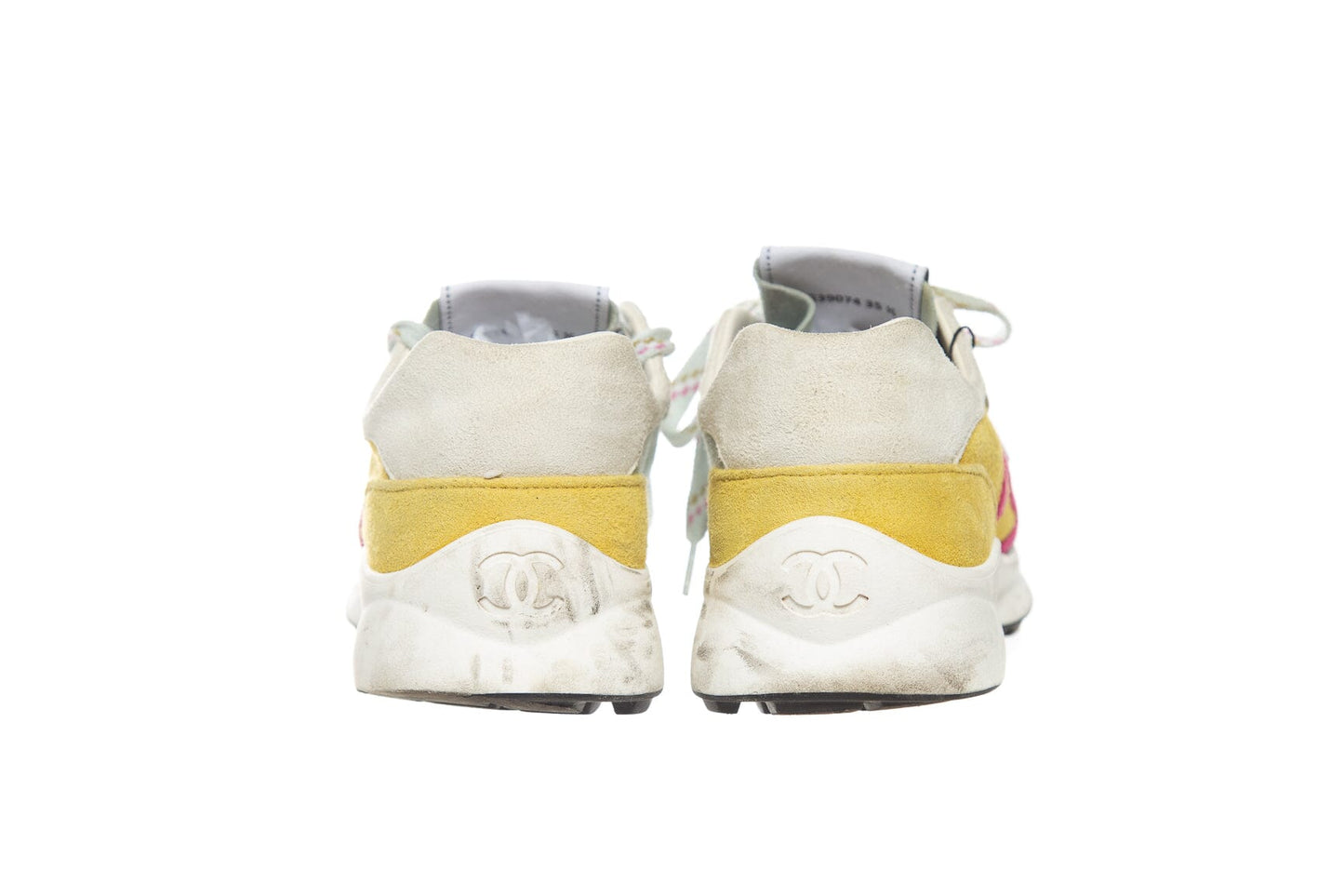 Chanel Multicolor Suede CC Lace Up Sneakers SZ 35.5