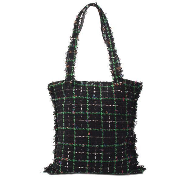 Chanel Tweed Robot Design Tote Bag Black
