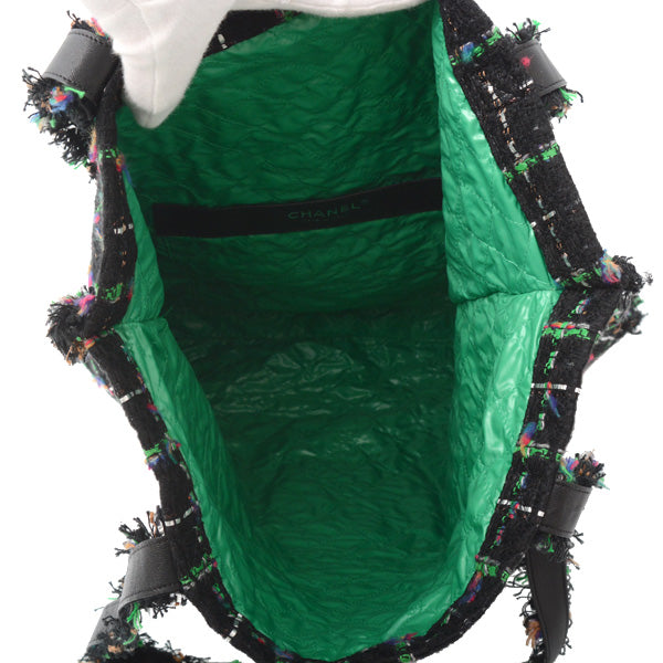 Chanel Tweed Robot Design Tote Bag Black